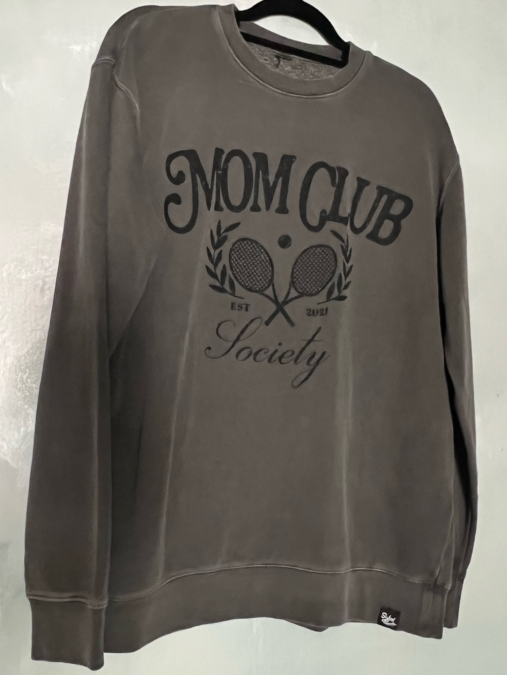 Mom Club Society Crewneck Sweatshirt- Gray